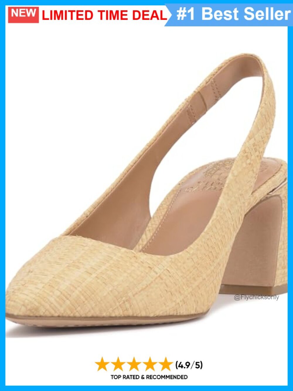 Slingback Pump Pointed Toe Block Heel Raffia Dress Shoe